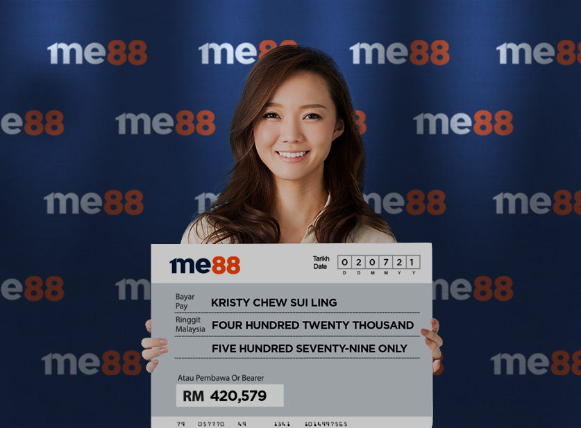 Kristy:在me88玩了几年奖金越赢越多,今次赢到RM420,579,多谢me88!