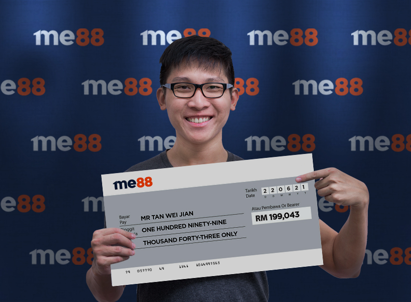 伟健:加埋我刚刚从me88赢到的RM199,043,我累积所赢到的奖金已经是两个手都算不完了,谢谢me88!